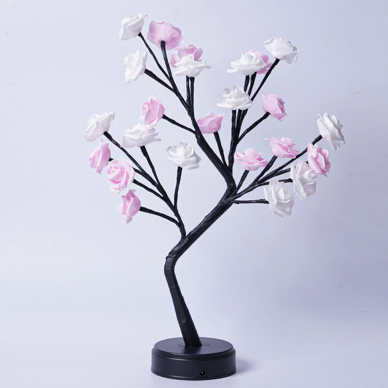 USB Rose Table Lamp with Fairy Lights for Romantic Home Decor