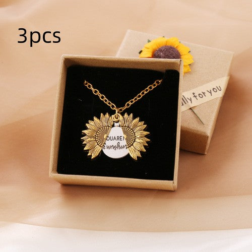 You Are My Sunshine Sunflower Necklace for Women and Men with Gift Box