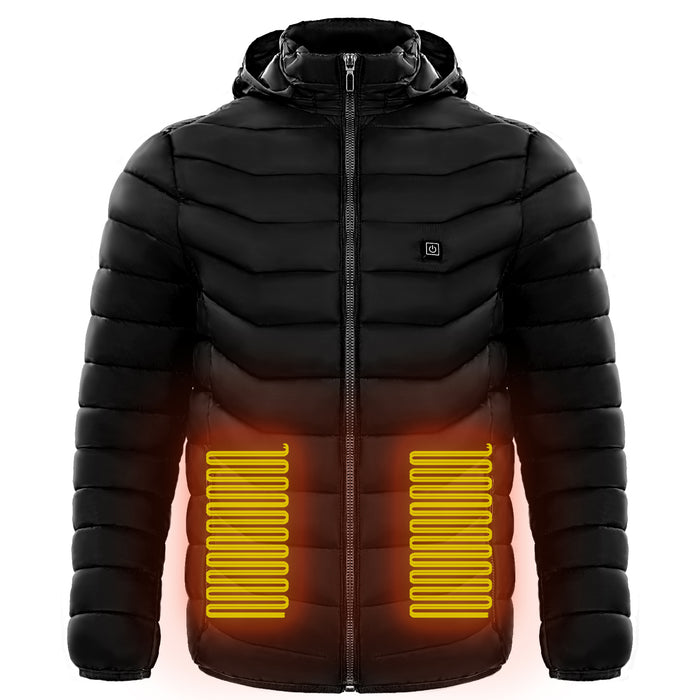 Men's Heated Puffer Jacket With 9 Heat Zones And Hood