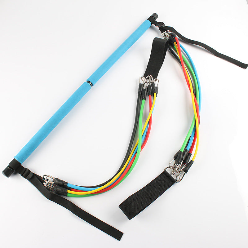Fitness Pilates Bar with Elastic Resistance Bands for Home Workouts