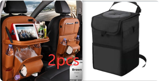 PU Leather Car Seat Back Storage Bag With Multiple Pockets