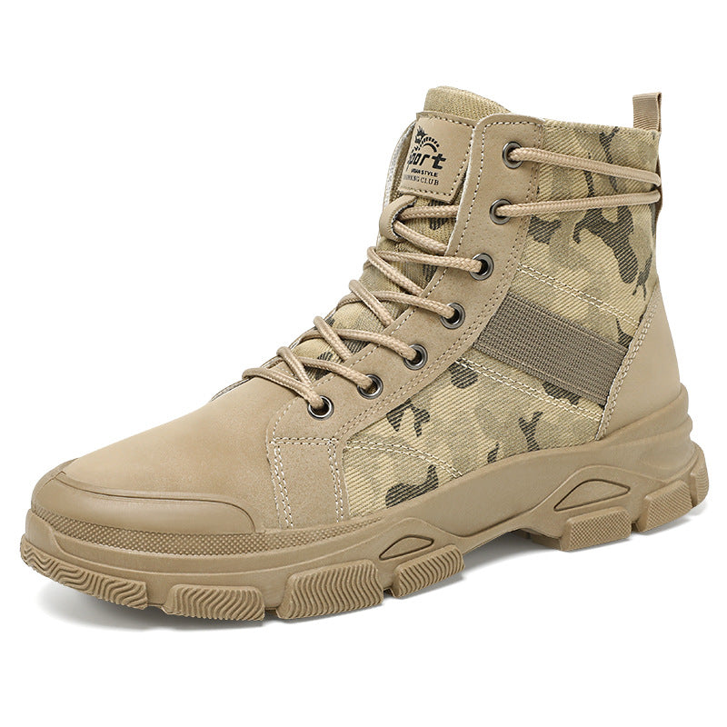 Men's High-Top Camouflage Hiking Boots With Mesh Lining