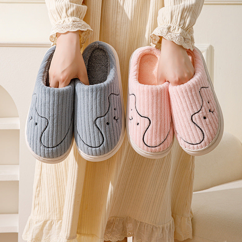 Striped Cat Slippers for Couples, Non-Slip and Warm for Winter