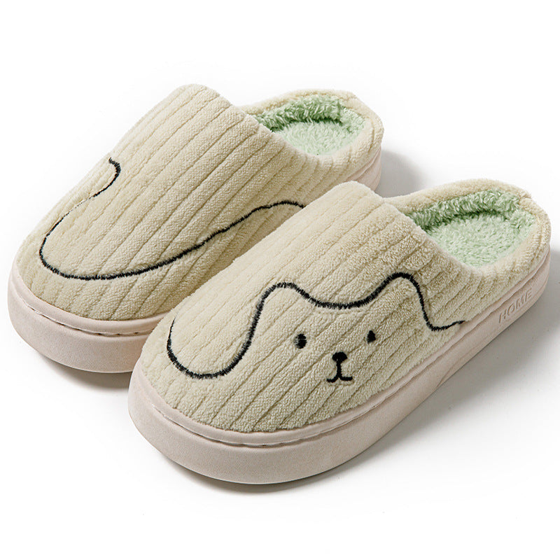 Striped Cat Slippers for Couples, Non-Slip and Warm for Winter