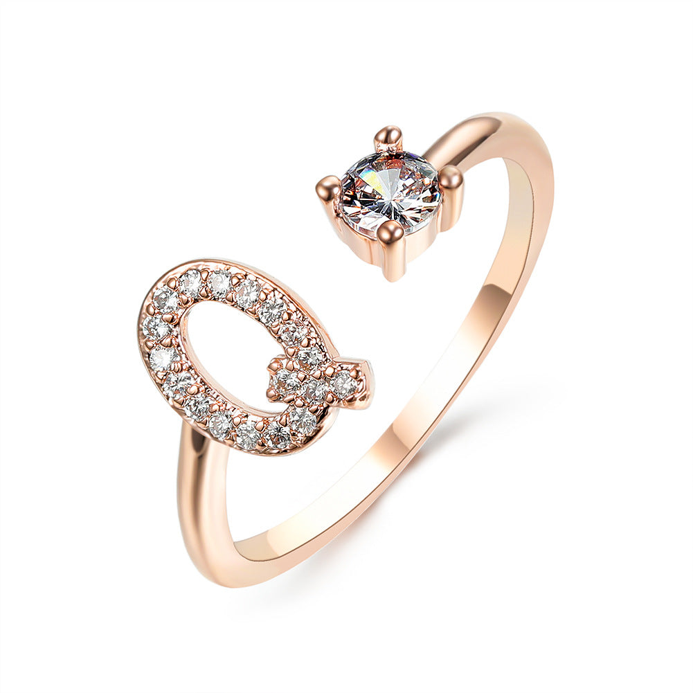 Adjustable Initial Letter Ring In Gold, Silver Or Rose Gold