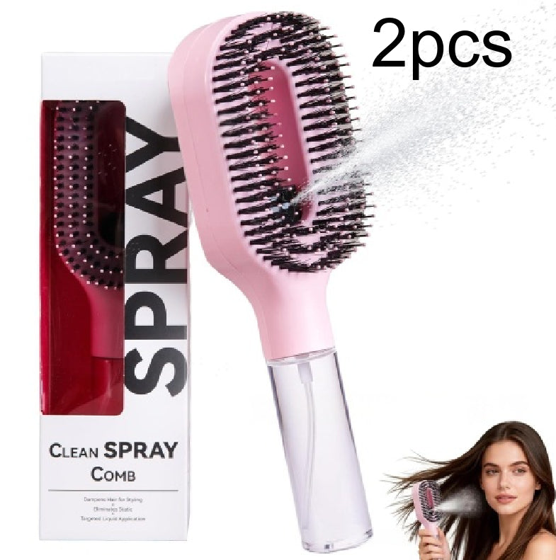 2-in-1 Detangling Hairbrush with Mist Spray Bottle