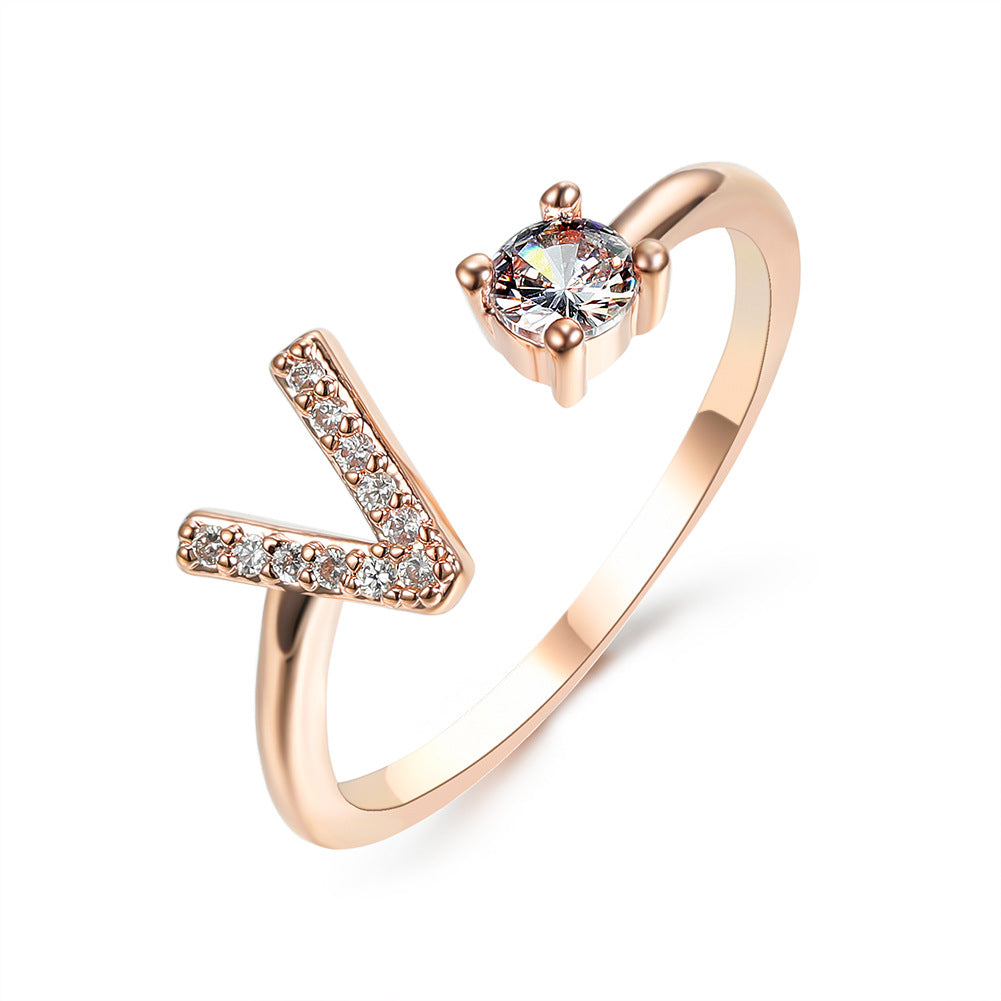 Adjustable Initial Letter Ring In Gold, Silver Or Rose Gold