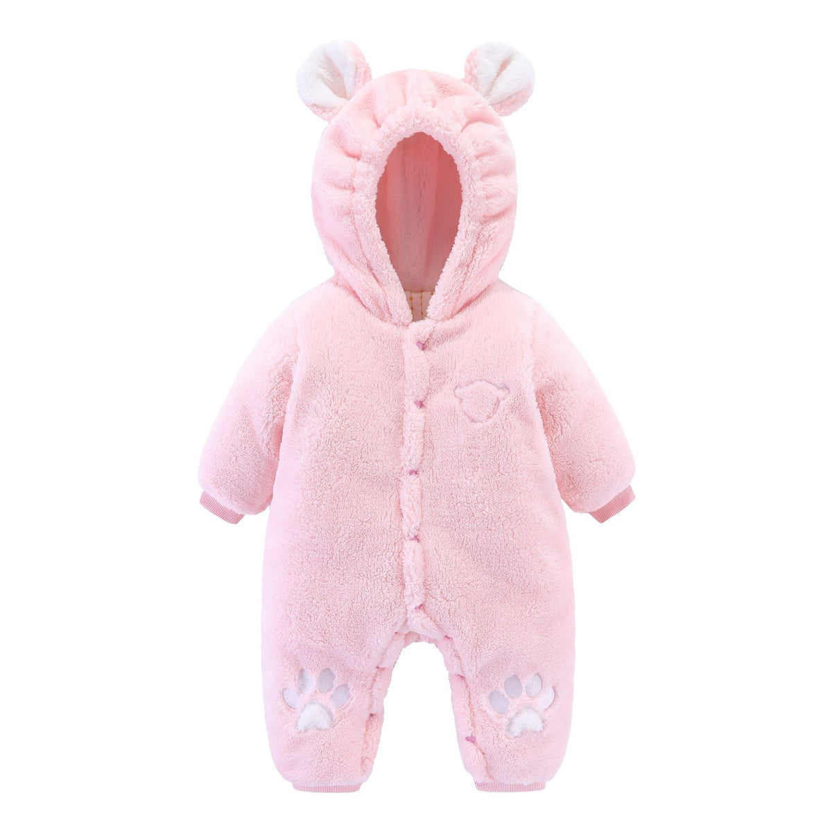 Newborn Baby Quilted Romper in Soft Rice Velvet for Winter