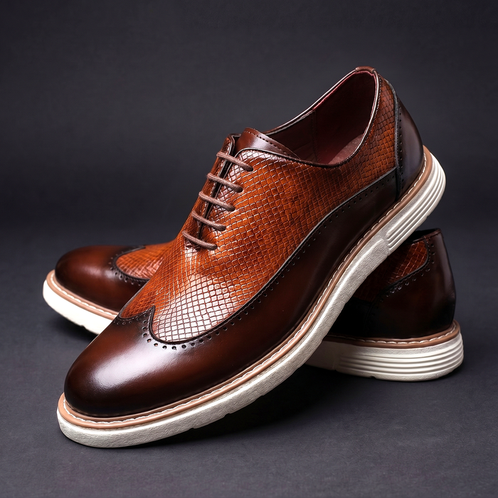 Zapatos Oxford brogue de hombre con puntera alada y detalles texturizados