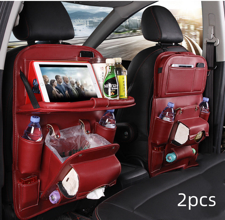 PU Leather Car Seat Back Storage Bag With Multiple Pockets