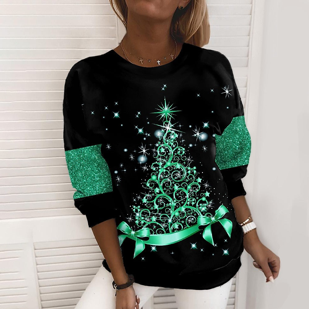 Women's 3D Print Christmas Sweater Pullover Casual Jacket