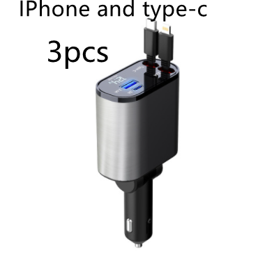 Metal 100W Car Charger With USB and Type-C Fast Charging