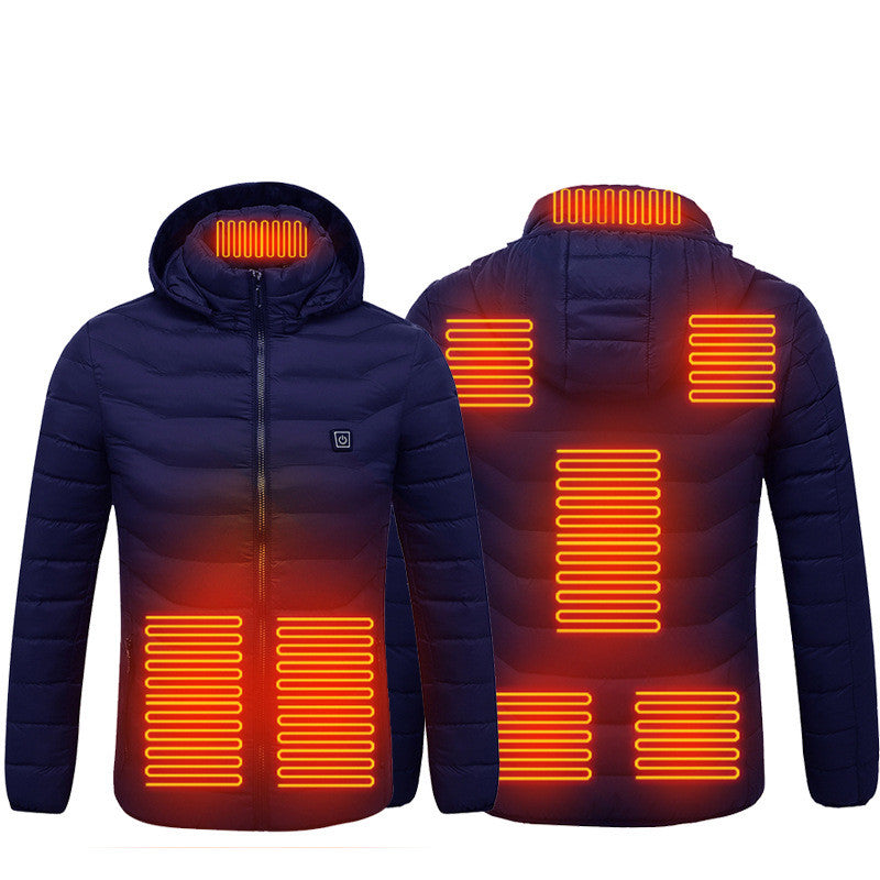 USB Heated Jacket With Removable Hood, Zip-Up Winter Coat