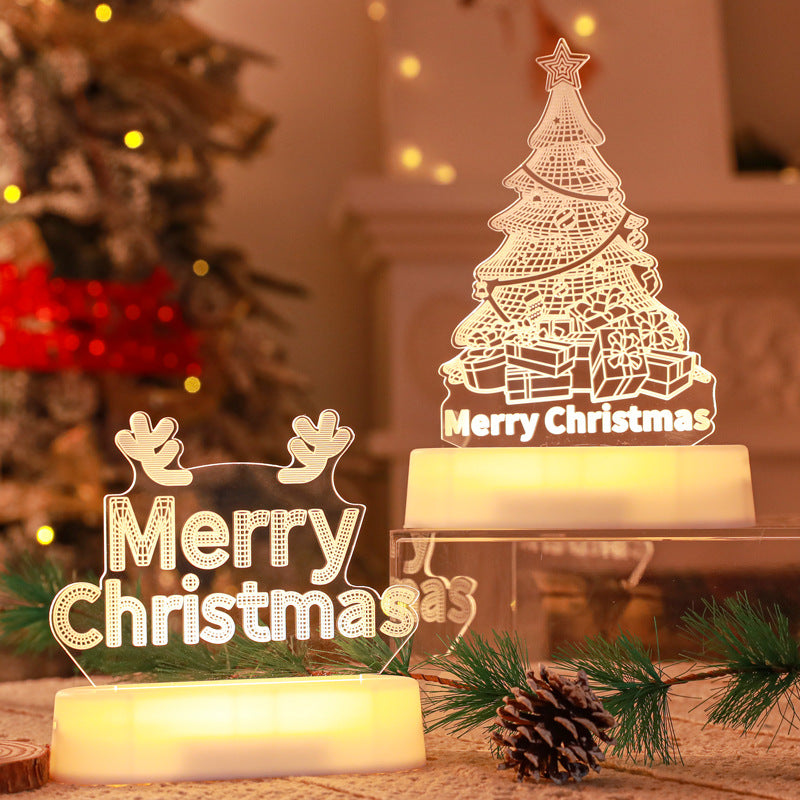 3D Acrylic LED Night Light Christmas Lamp with Warm Glow