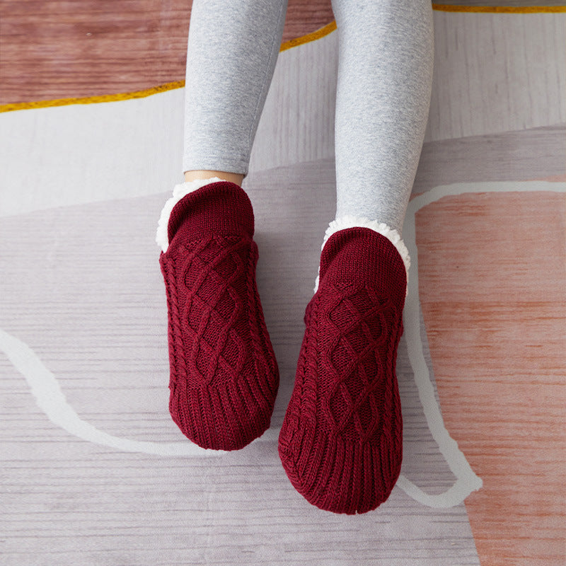 Thick Wool-Blend Home Socks, Non-Slip Warm Slipper Socks