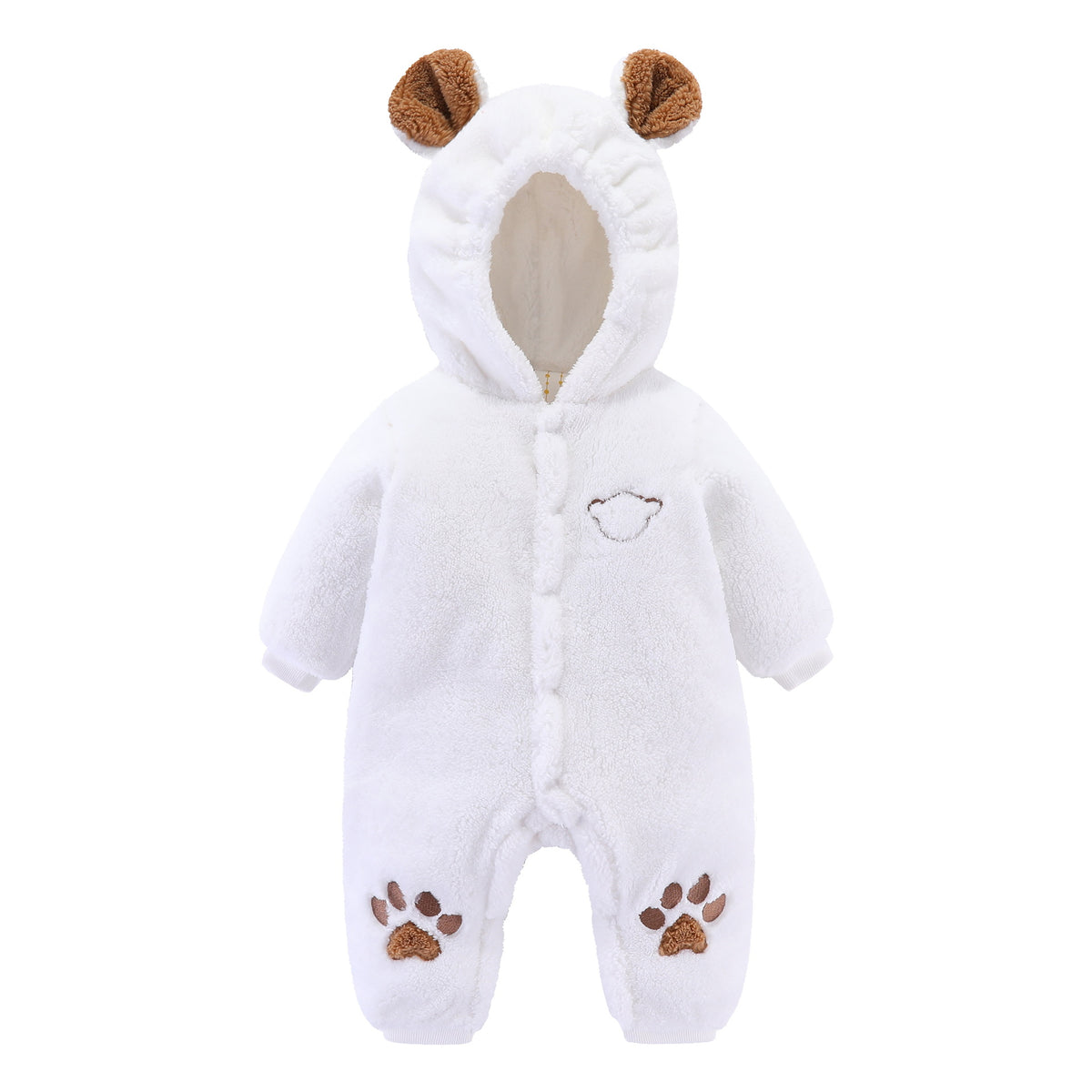 Newborn Baby Quilted Romper in Soft Rice Velvet for Winter