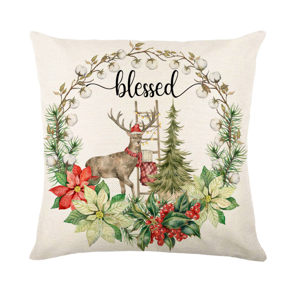 Christmas Pillow Covers for Sofa Square Throw Snow Stamping