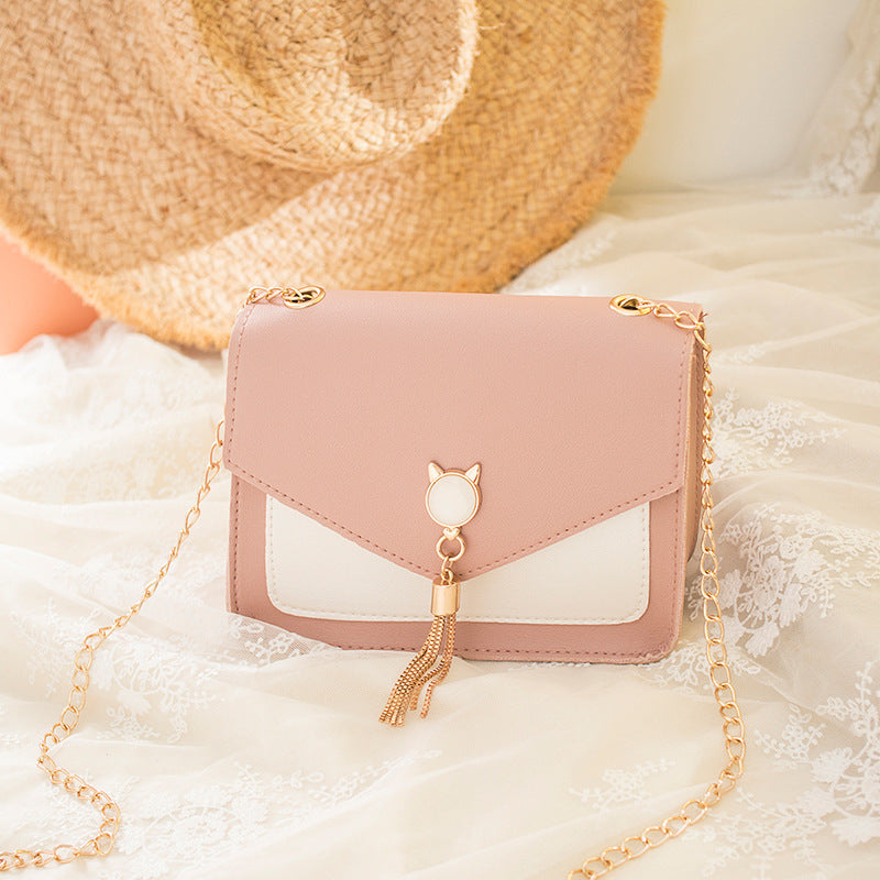 Cute Cat Tassel Crossbody Bag for Women, Small Chain Messenger Bag