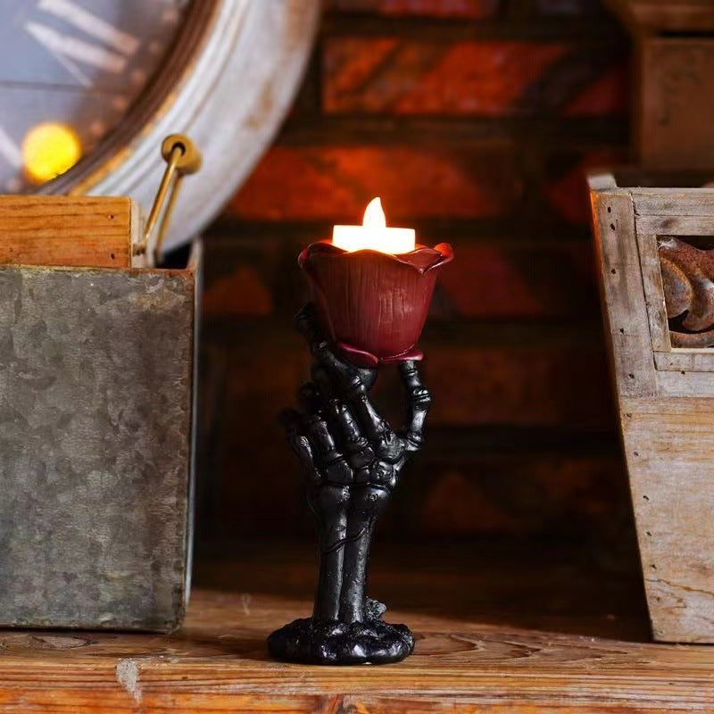Vintage Romantic Resin Rose Candle Holder For Home Decor