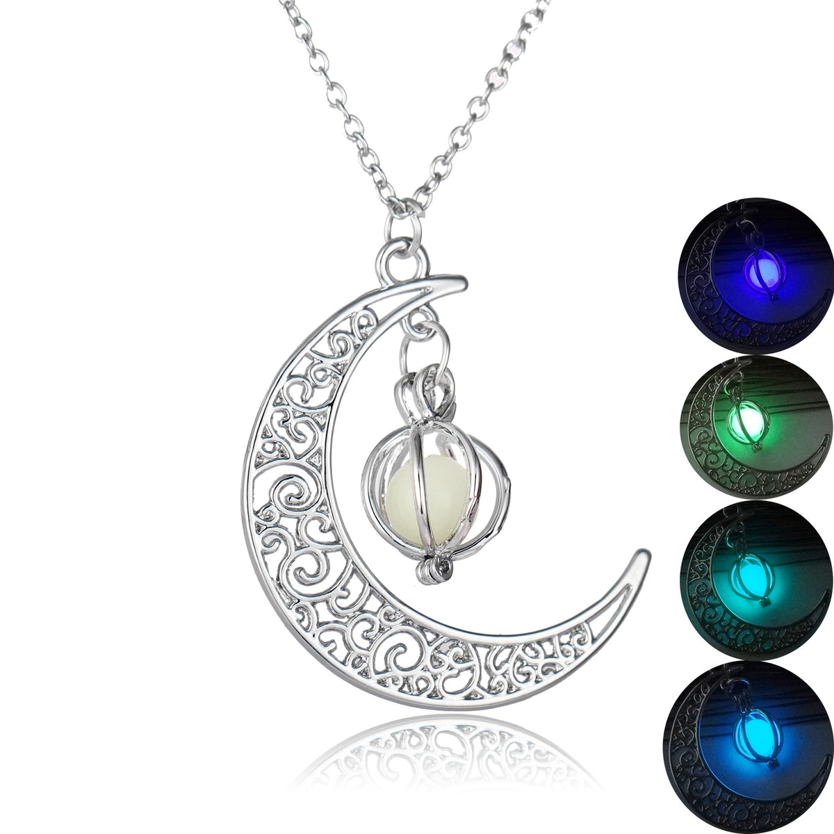 Glowing Moon Stone Pendant Necklace For Women, Luminous Charm