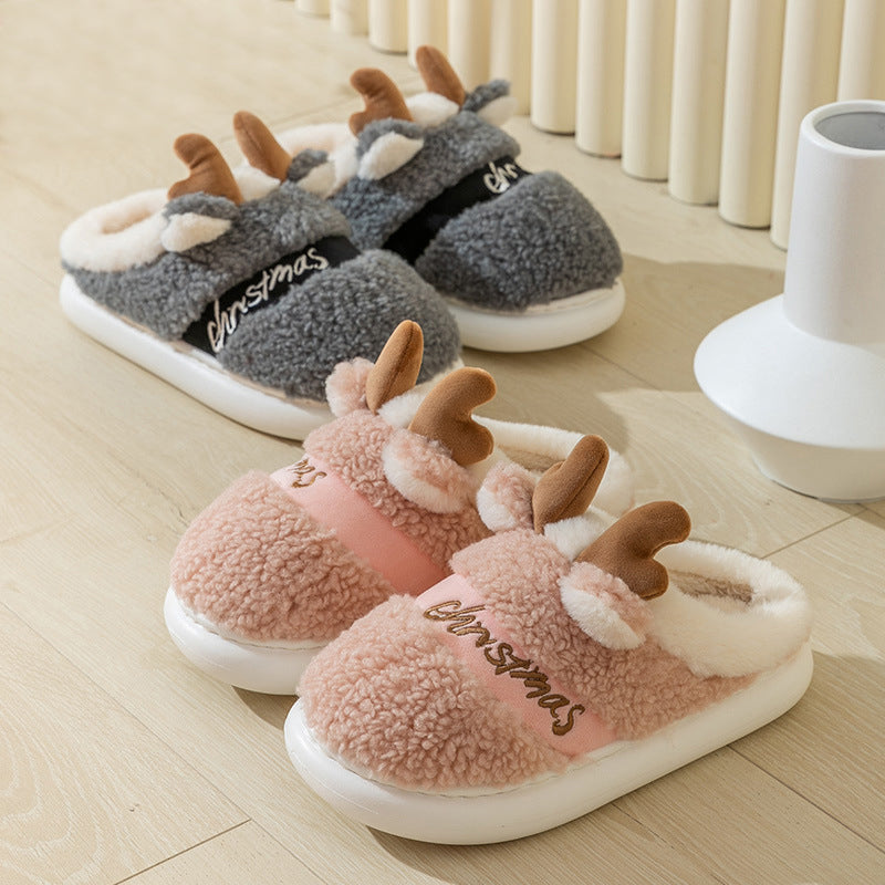 Christmas Elk Slippers Cosy Slip-On House Shoes for Winter