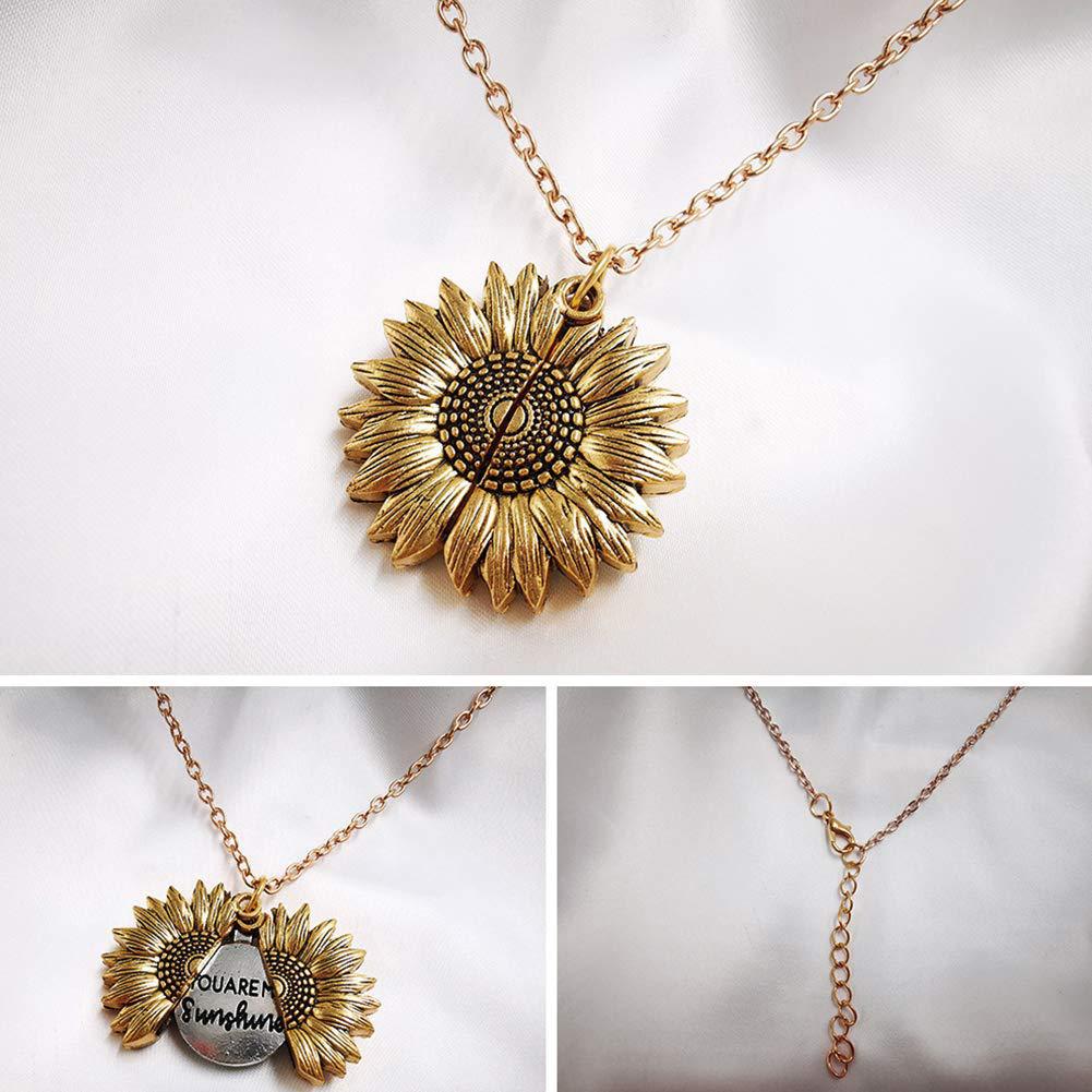 You Are My Sunshine Sunflower Necklace for Women and Men with Gift Box