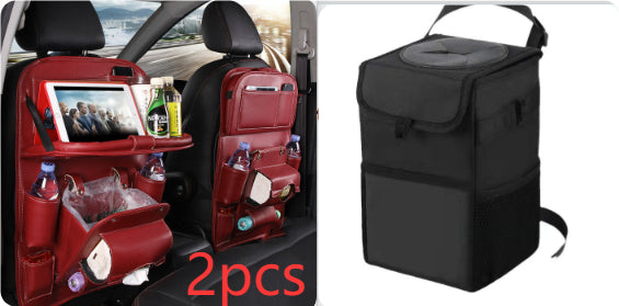 PU Leather Car Seat Back Storage Bag With Multiple Pockets