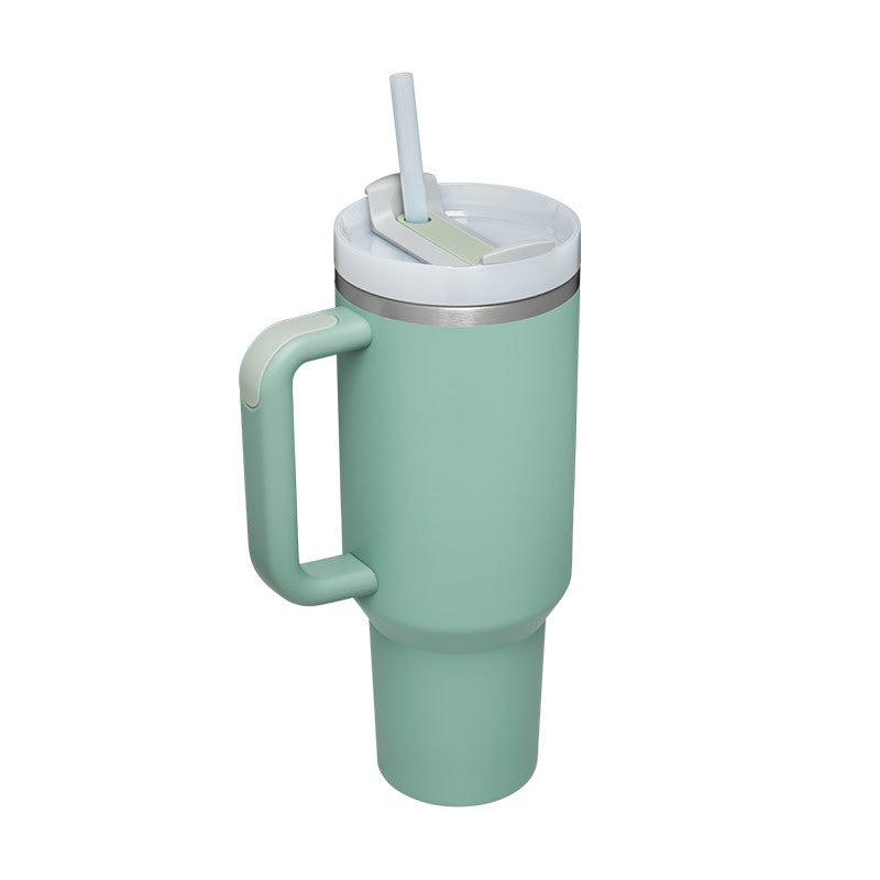 40oz Insulated Tumbler With Handle And Straw, Leakproof Lid