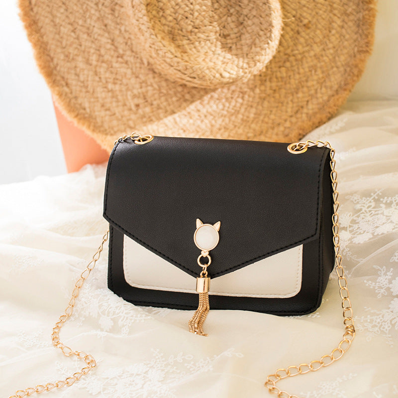 Cute Cat Tassel Crossbody Bag for Women, Small Chain Messenger Bag