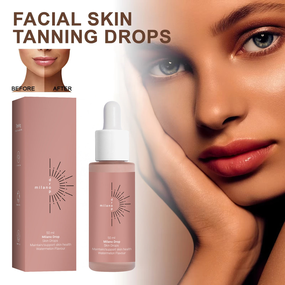 Self Tanning Face And Body Serum Drops For A Natural Bronzed Glow
