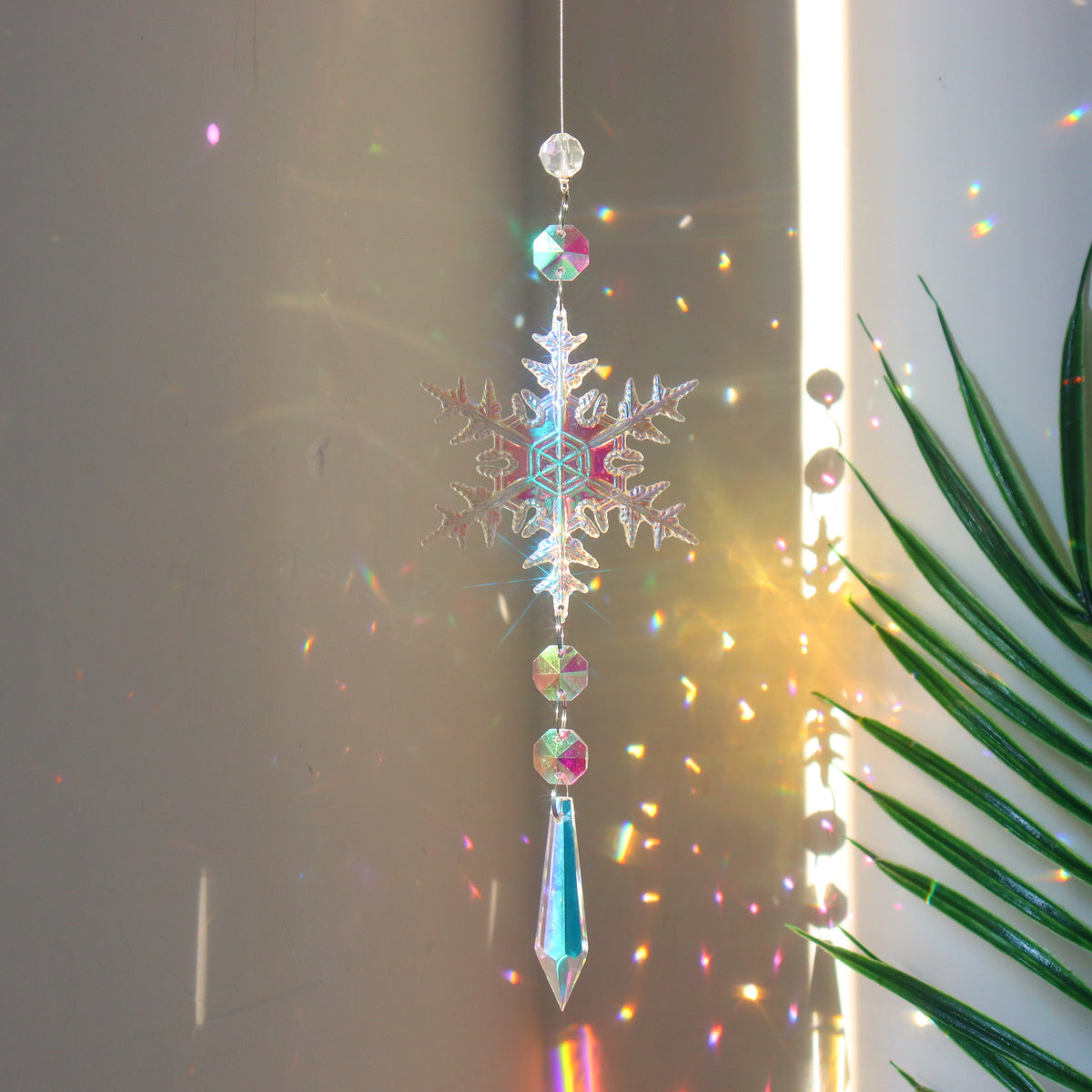 Christmas Snowflake Crystal Sun Catcher Window Ice Pendant