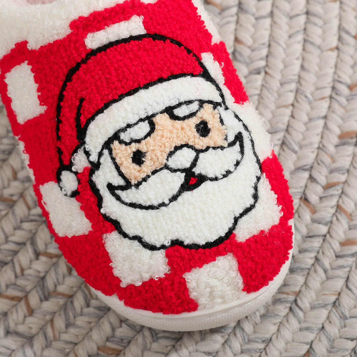 Christmas Plaid Santa Claus Slippers Non-Slip Winter Indoor