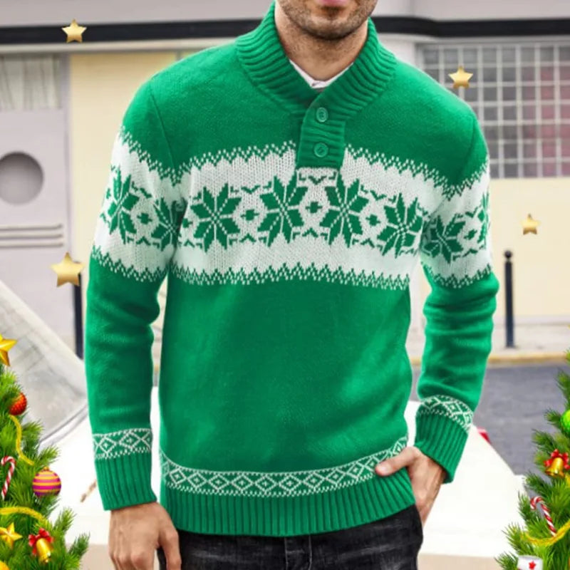 Men's Long Sleeved Christmas Pullover Sweater for Winter
