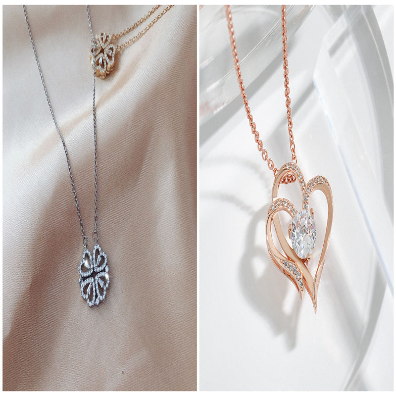 Detachable Four-Leaf Clover Necklace for Women, Multi-Wear Style