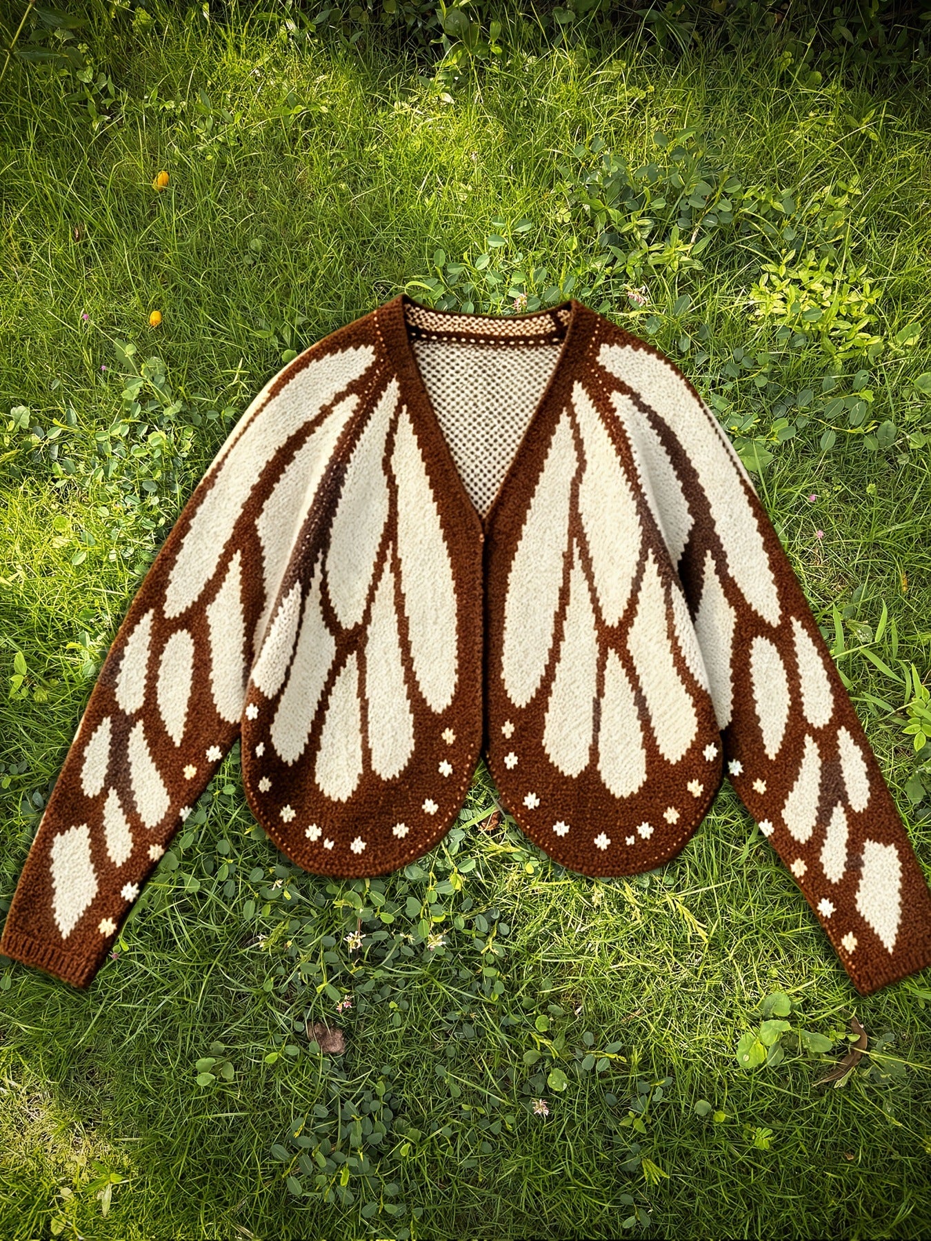 Women's Butterfly Knit Cardigan Sweater with Open Front, Long Sleeve