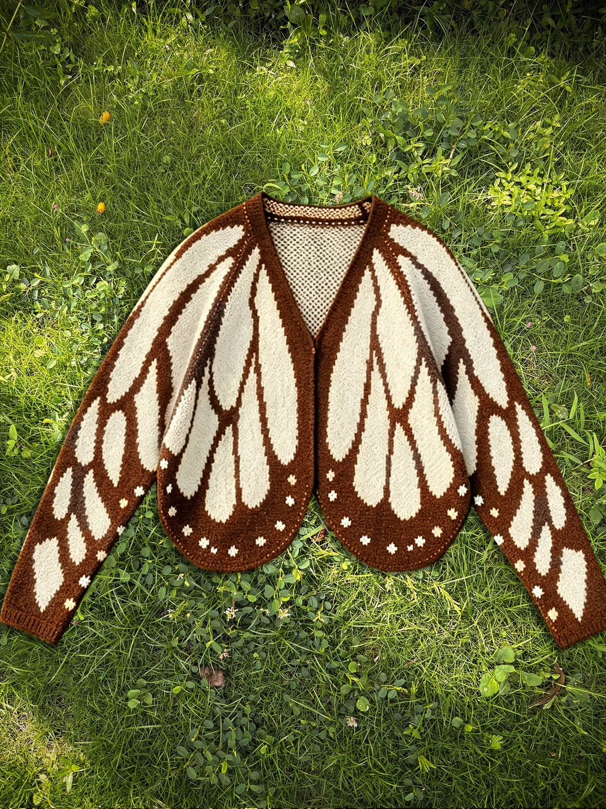 Women's Butterfly Knit Cardigan Sweater with Open Front, Long Sleeve