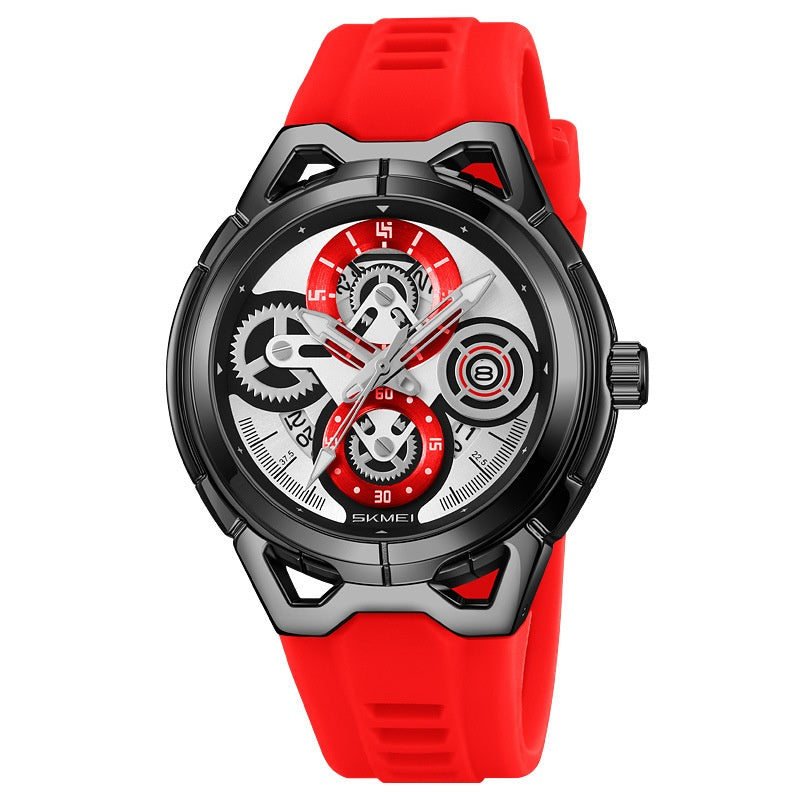 Men's Quartz Watch with Colourful Strap and Black or Silver Case