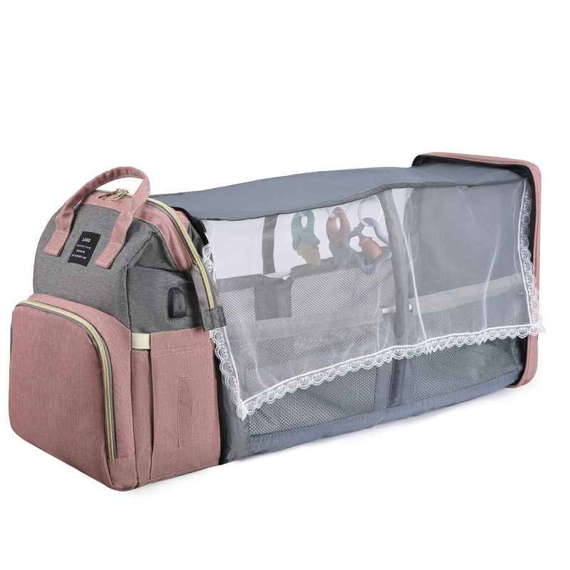 Large-Capacity Baby Changing Backpack with Insulated Milk Bag