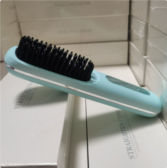 2-in-1 Cordless Hair Straightener Brush, USB Rechargeable