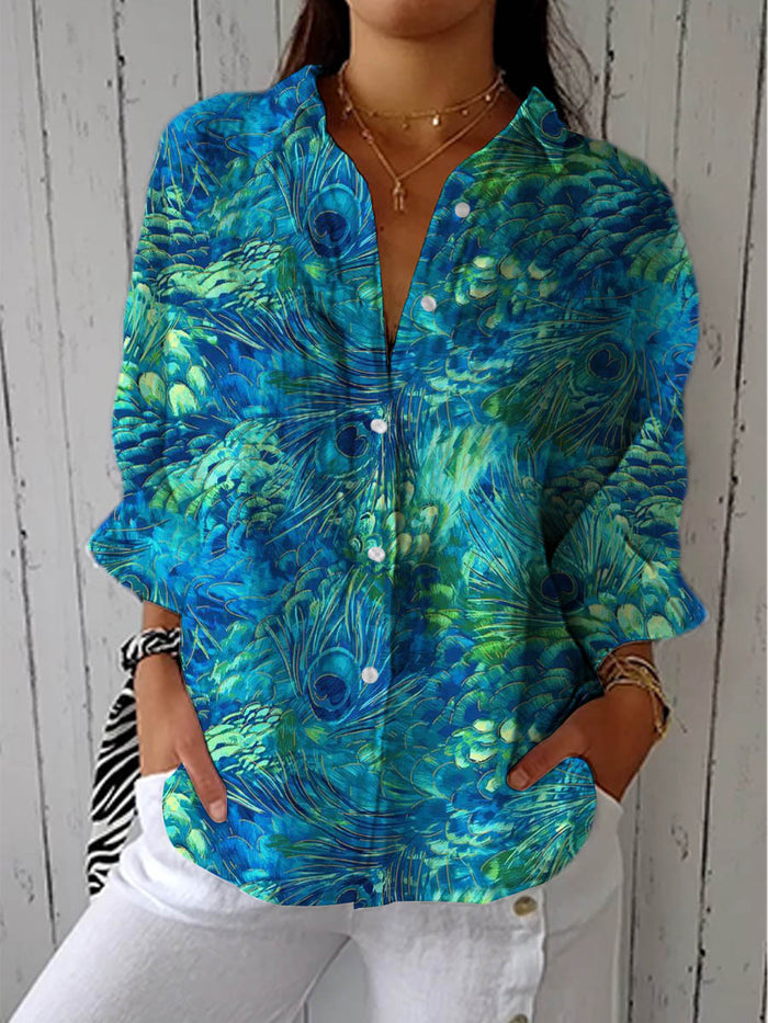 Doris | Blusa elegante con diseño de pavo real