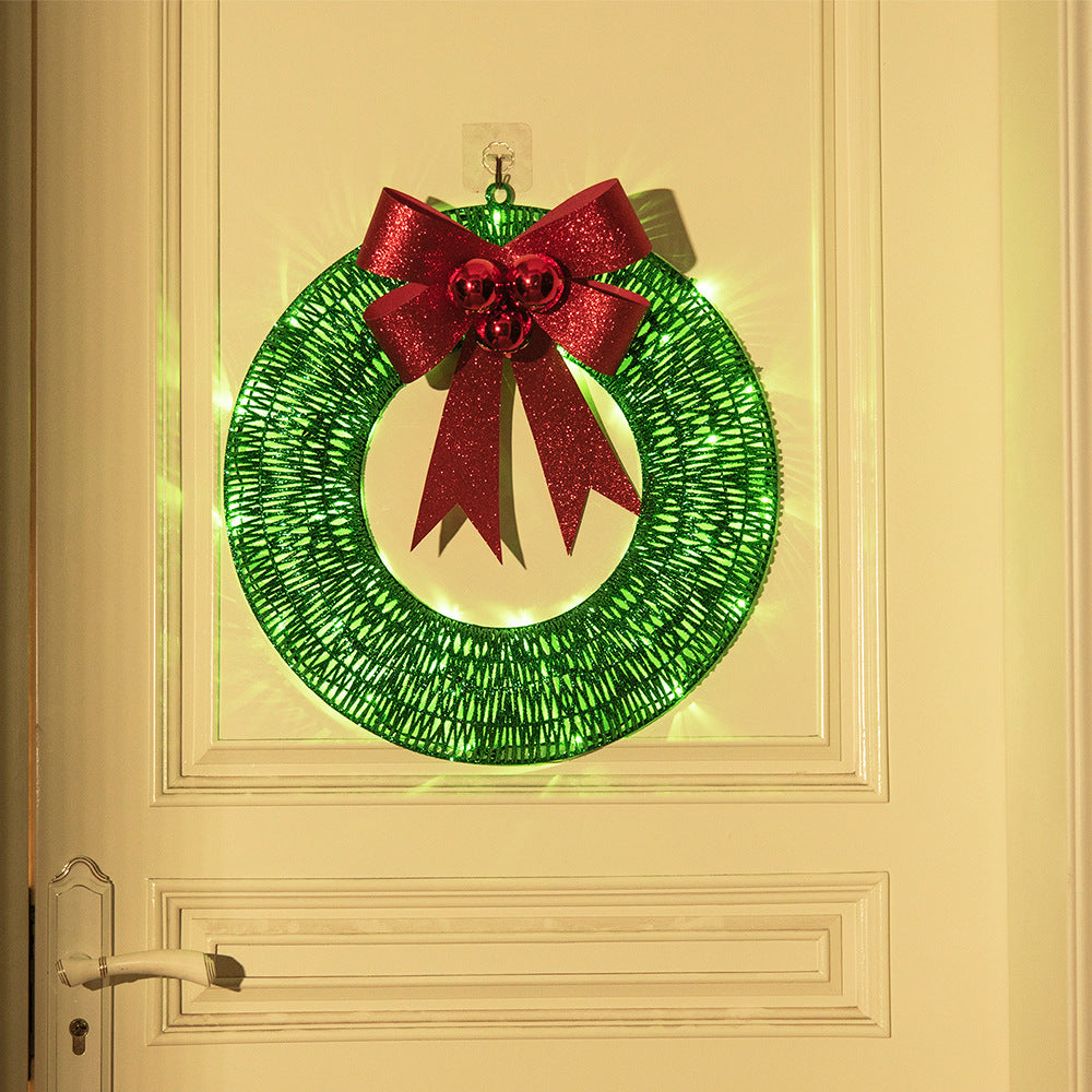 50cm Christmas Garland with Warm LED Lights and Big Bow