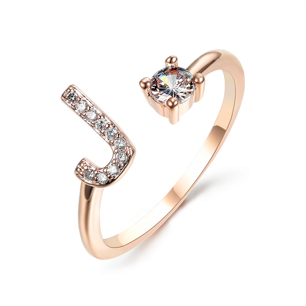 Adjustable Initial Letter Ring In Gold, Silver Or Rose Gold