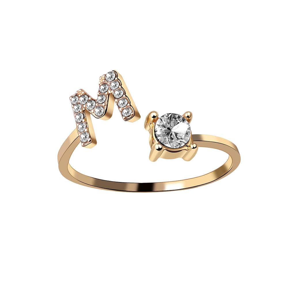 Adjustable Initial Letter Ring In Gold, Silver Or Rose Gold