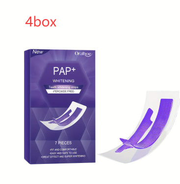 Purple Teeth Whitening Strips, Dry Application, 7 Pairs per Box