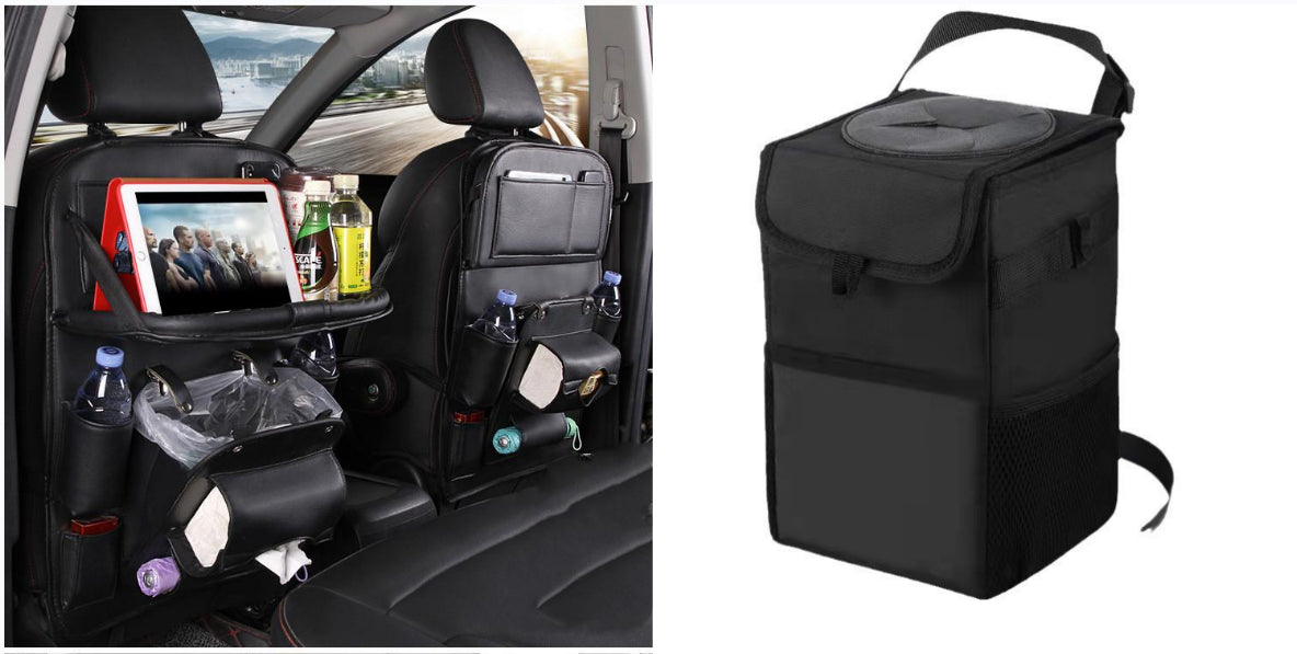 PU Leather Car Seat Back Storage Bag With Multiple Pockets