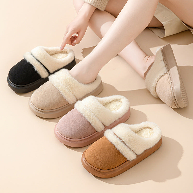 Women's Plush Winter Slippers with Thick Non-Slip Sole