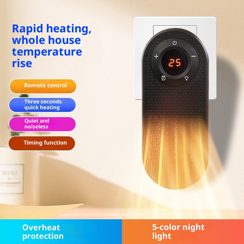 Small Electric Heater With Remote, 180 Degree Rotating