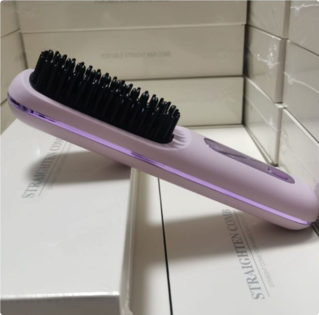 2-in-1 Cordless Hair Straightener Brush, USB Rechargeable