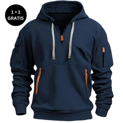 Dropped Shoulder Hooded Sweatshirt, Loose Plus Size Pullover
