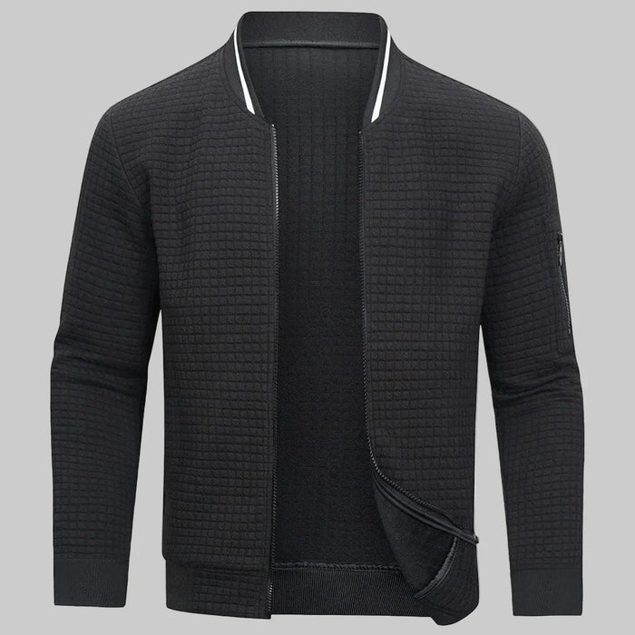 Blouson bomber côtelé pour homme avec fermeture à glissière sur le devant et poche sur la manche